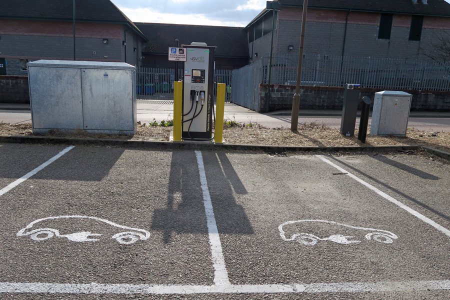 Electric Vehicle Rapid Charger in An Aird Car Park, Fort William