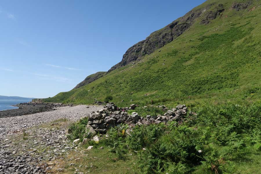 Old houses on the beach below Bourblaige