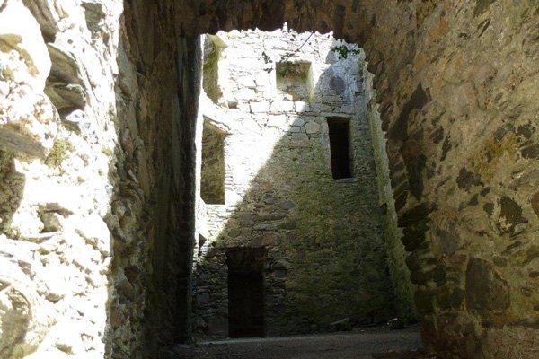 Inside the main building with its large windows and apartments