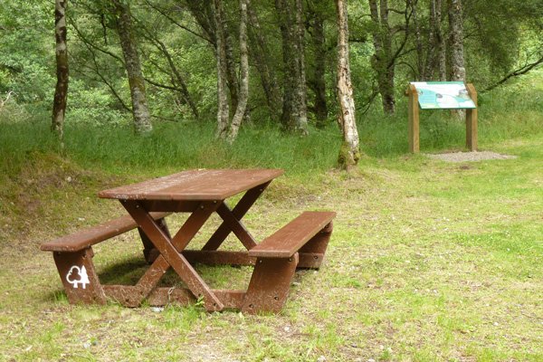 Picnic bench in the car park