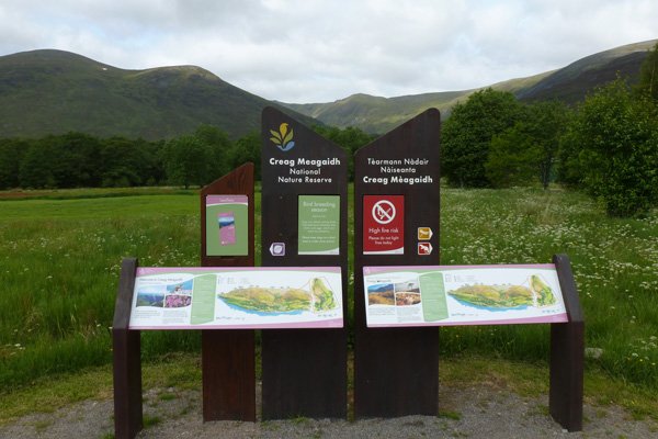 Information boards in Creag Meagaidh National Nature Reserve