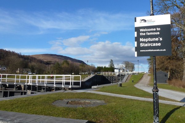 The start of Neptune's Staircase on the Caledonian Canal
