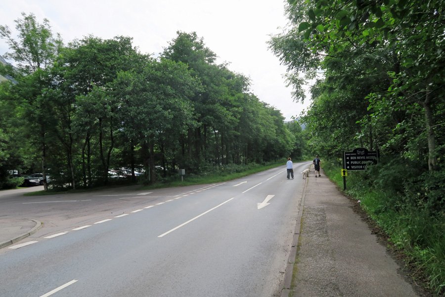 Walking along the road passed The Glen Nevis Visitor Centre