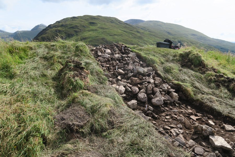 Remains of the vitrified fort at Dun Deardail - exposed during the 2015 excavations