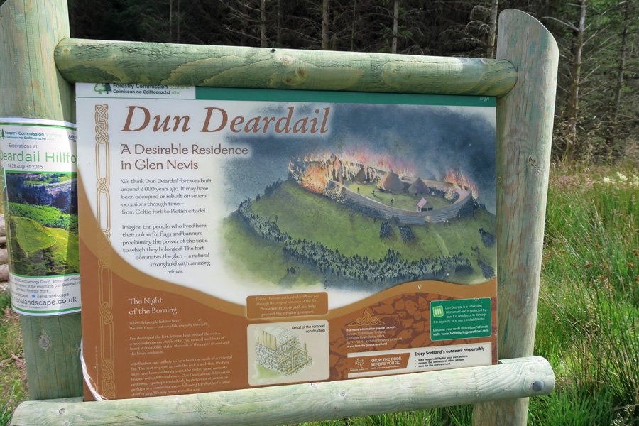 The Interpretation Board at the start of the path to Dun Deardail
