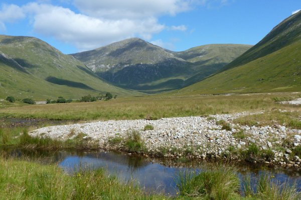 Looking over the Glengalmadale River to Creach Bheinn