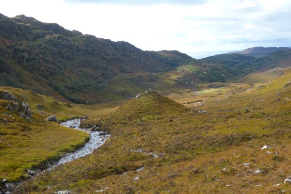 Glenbeasdale Burn and views from the head of the Glen
