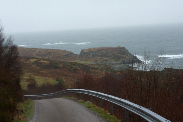 The road back down to Mallaig with fine views over The Small Isles and Harbour