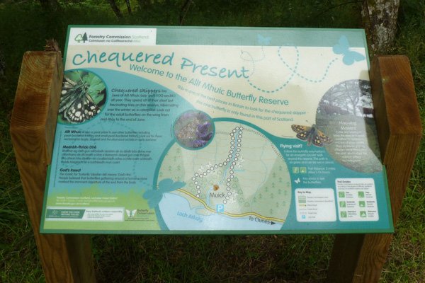 The interpretation board at Allt Mhuic