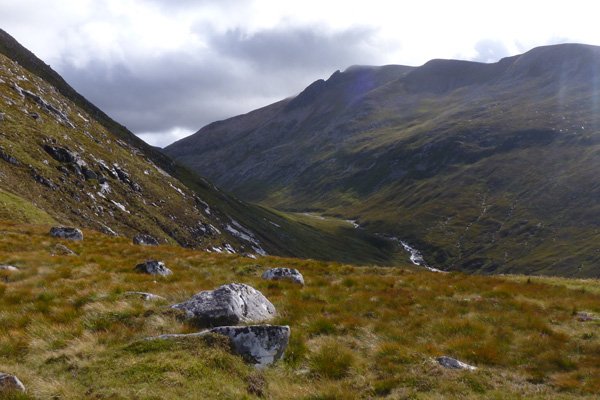 A mountain landscape seen from the Meall Beag Viewpoint Trail