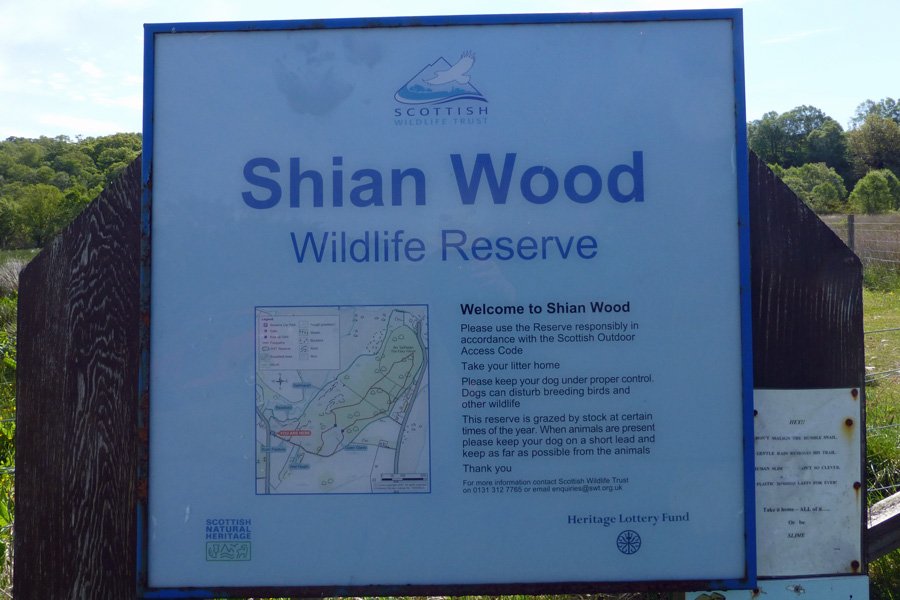 The interpretation board at the entrance to Shian Wood