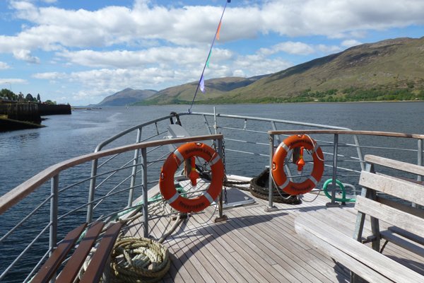 Good views from the bow of Souters Lass