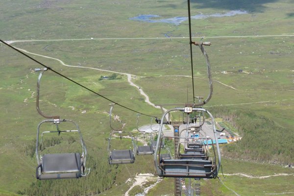 Looking down from near the top station, Glen Coe