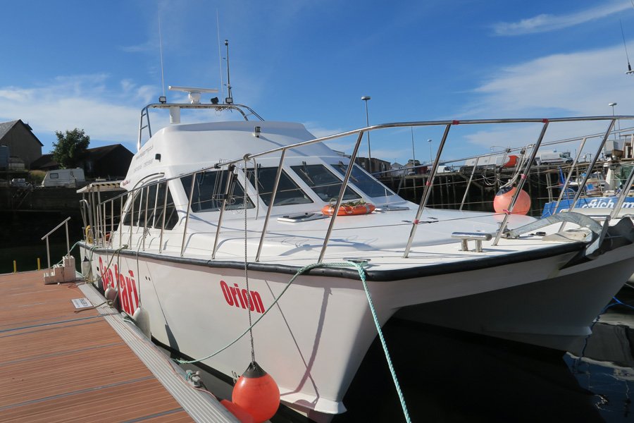 The MV Orion berthed at Mallaig Marina