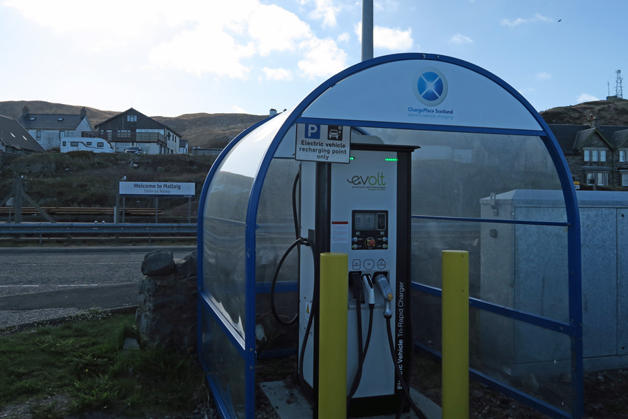 Electric Vehicle Rapid Charger in West Bay Car Park, Mallaig