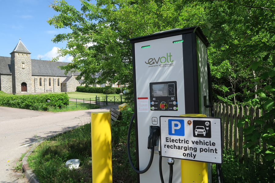 EVOLT Rapid Charger in The Community Hall car park in Roy Bridge