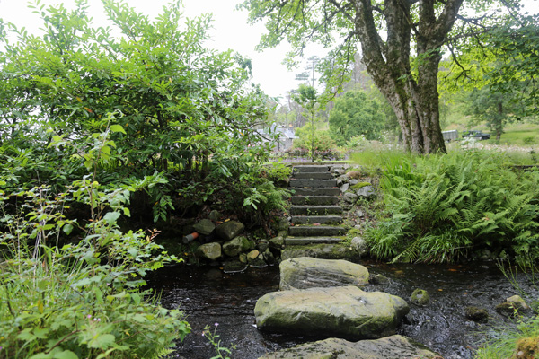 Stepping stones to the woodland path to the beach
