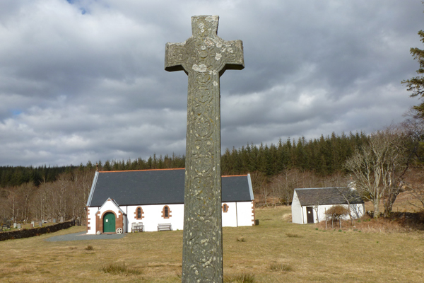View of Kiel Church and Celtic Cross from graveyard