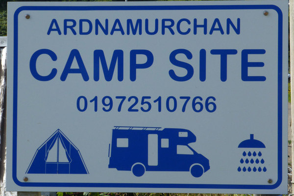 The sign for Ardnamurchan Campsite