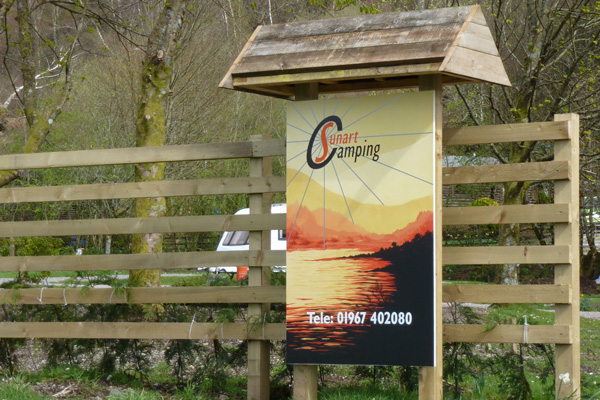 The sign for Sunart Camping in Strontian