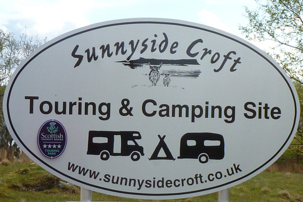The sign for Sunnyside Croft Touring and Camping Site