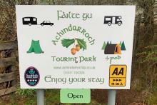 The sign for Achindarroch Touring Park