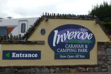 The sign for The Invercoe Caravan and Camping Park