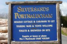 The sign for Silversands camping and caravan site