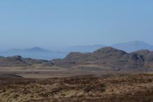 Looking north over the rim of the caldera to Muck and Skye