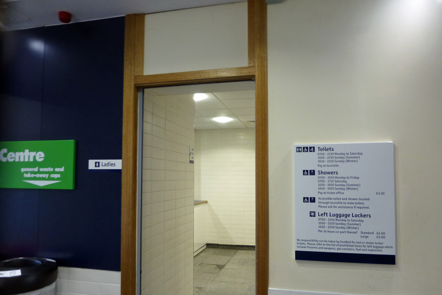 The Caledonian Sleeper - shower facilities at Fort William railway station