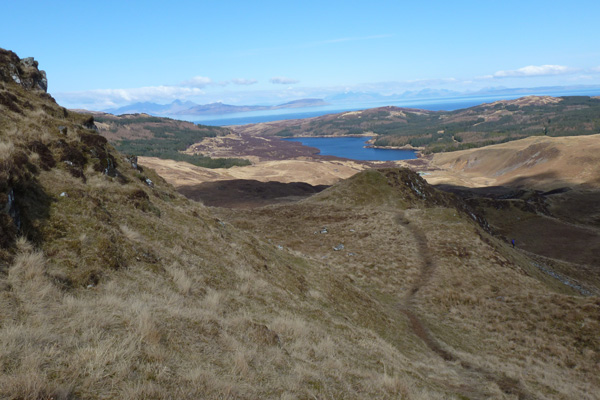Looking back towards Loch Muddle. The path is fairly easy to follow, once you find it