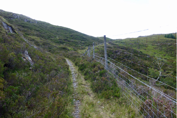 The path continues down towards the Corrantee lead mines