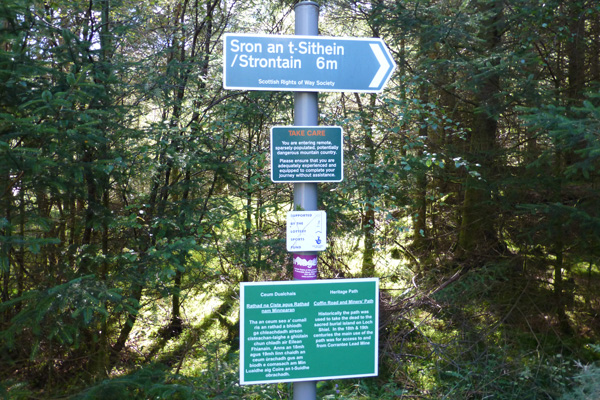 The signs at the start of the Corrantee lead mine walk