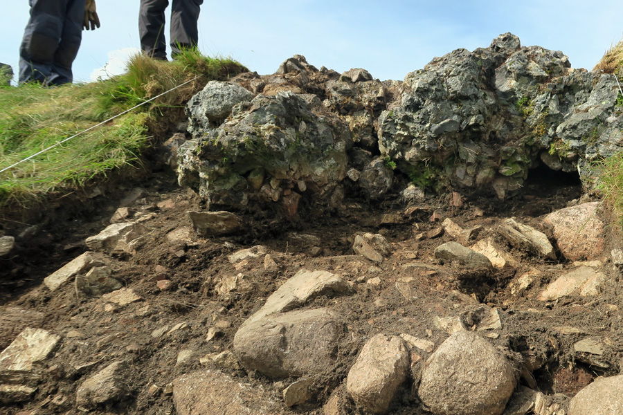 Remains of the vitrified fort at Dun Deardail - exposed during the 2015 excavations