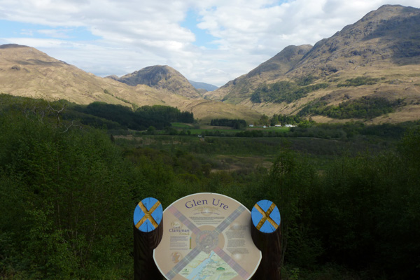 The interpretation board recounts the historic events associated with the laird of Glen Ure