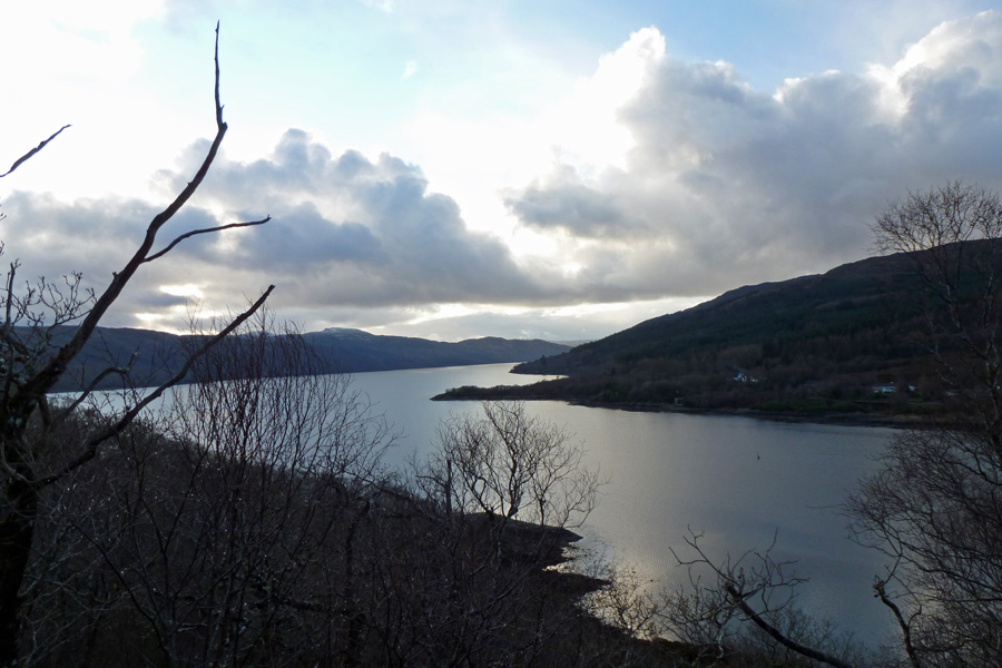 Looking down Loch Sunart from teh Salen Oakwoods walk in December